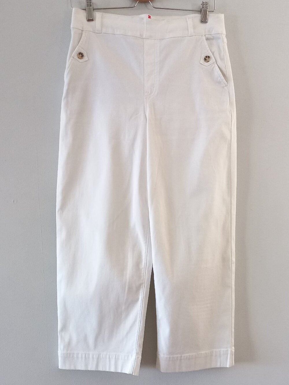 SPANX wide leg white stretch twill slimming pants